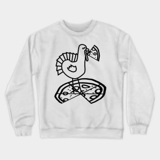 Funny Thanksgiving Turkey with Pizza Outline Crewneck Sweatshirt